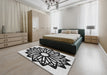 Patterned Charcoal Black Novelty Rug in a Bedroom, pat8