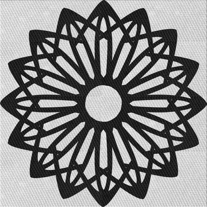 Square Patterned Charcoal Black Novelty Rug, pat8