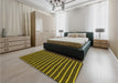 Patterned Midnight Gray Rug in a Bedroom, pat9yw