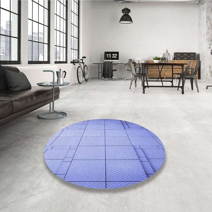 Round Patterned Jeans Blue Rug in a Office, pat90blu