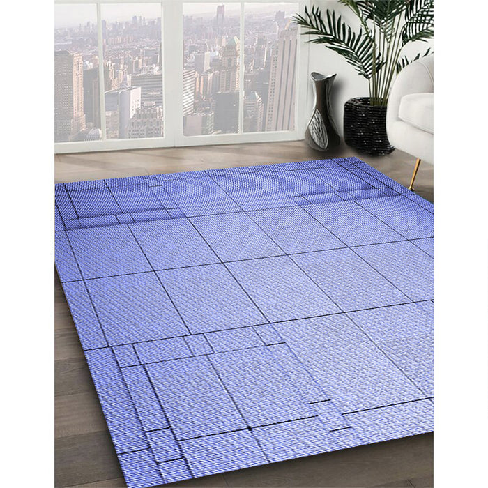Machine Washable Transitional Jeans Blue Rug in a Family Room, wshpat90blu