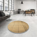 Round Patterned Yellow Orange Rug in a Office, pat90brn