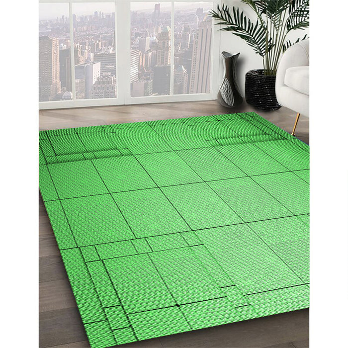 Machine Washable Transitional Neon Green Rug in a Family Room, wshpat90grn