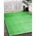 Patterned Neon Green Rug in Family Room, pat90grn