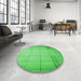 Round Patterned Neon Green Rug in a Office, pat90grn