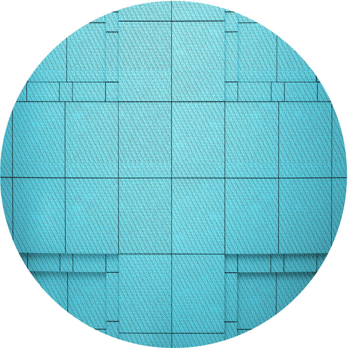 Square Patterned Dark Turquoise Green Rug, pat90lblu