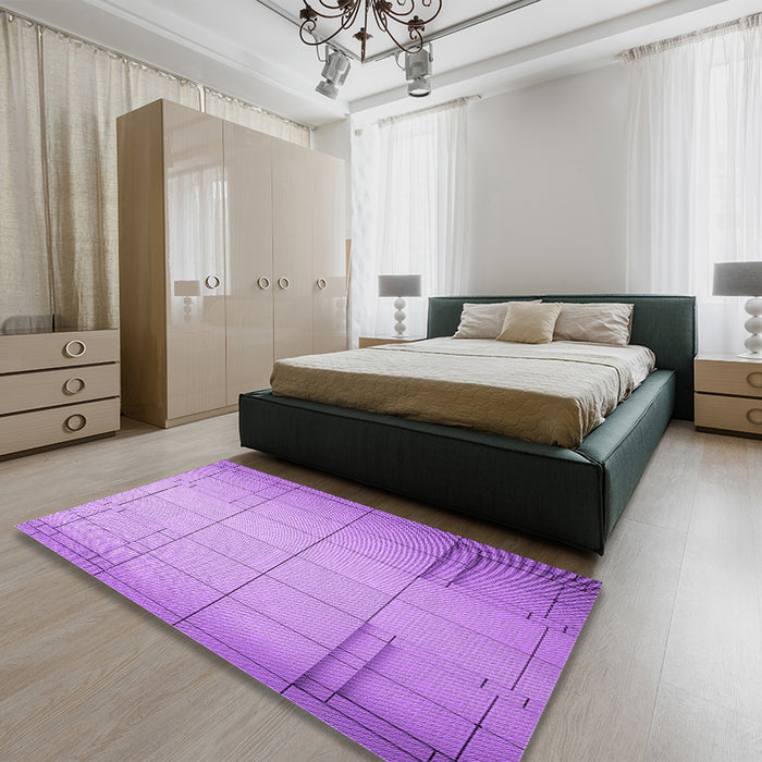 Patterned Violet Purple Rug in a Bedroom, pat90pur