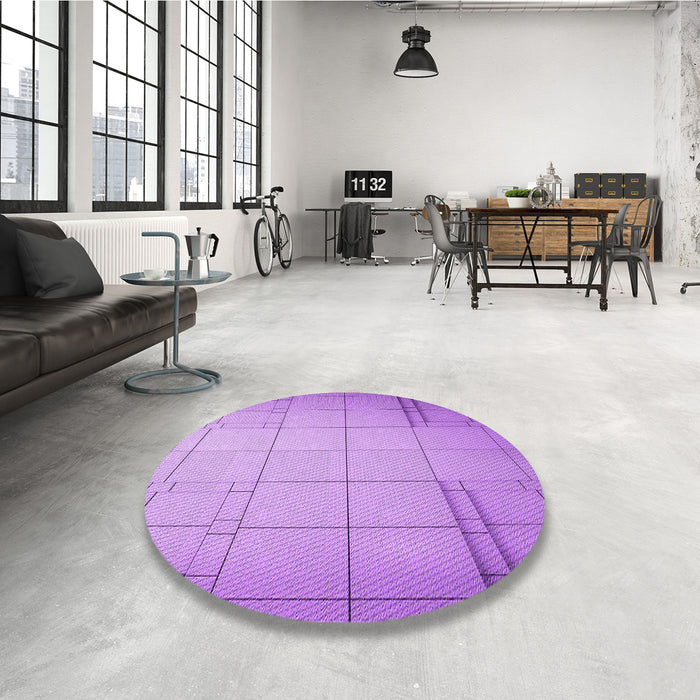 Round Patterned Violet Purple Rug in a Office, pat90pur