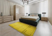 Patterned Dark Golden Brown Rug in a Bedroom, pat90yw