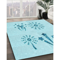 Patterned Diamond Blue Rug, pat900lblu