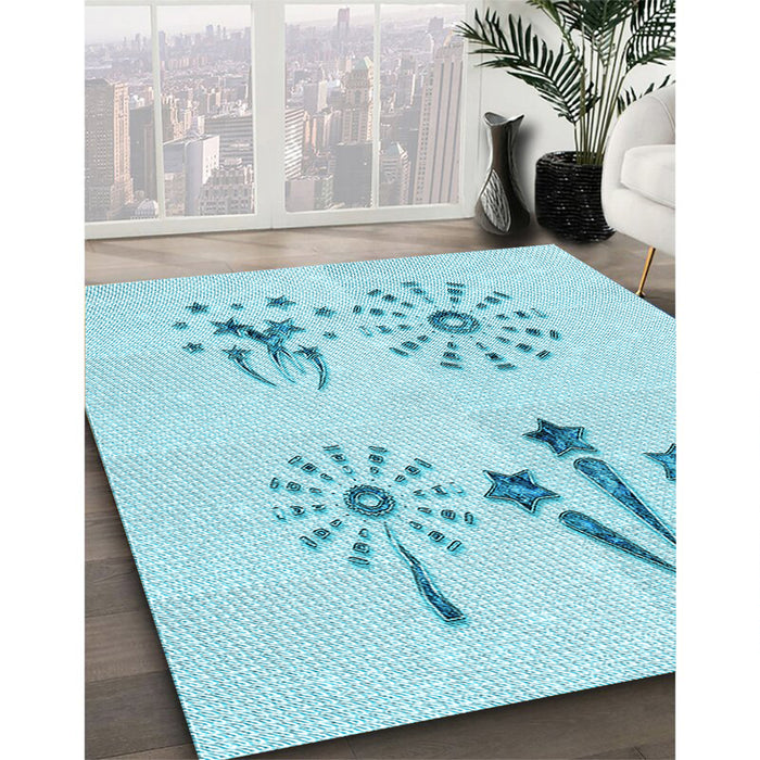 Machine Washable Transitional Diamond Blue Rug in a Family Room, wshpat900lblu