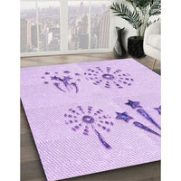 Patterned Bright Lilac Purple Rug, pat900pur