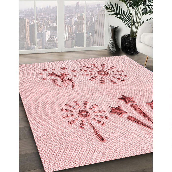 Machine Washable Transitional Pastel Red Pink Rug in a Family Room, wshpat900rd
