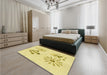 Patterned Yellow Rug in a Bedroom, pat900yw