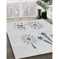 Patterned Dark Gray Novelty Rug, pat900