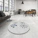 Round Patterned Dark Gray Novelty Rug in a Office, pat900