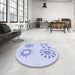 Round Patterned Lavender Blue Rug in a Office, pat901blu
