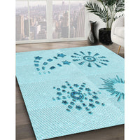 Patterned Diamond Blue Rug, pat901lblu