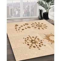 Patterned Brown Sand Brown Rug, pat901org