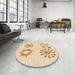 Round Patterned Brown Sand Brown Rug in a Office, pat901org