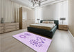 Round Machine Washable Transitional Bright Lilac Purple Rug in a Office, wshpat901pur