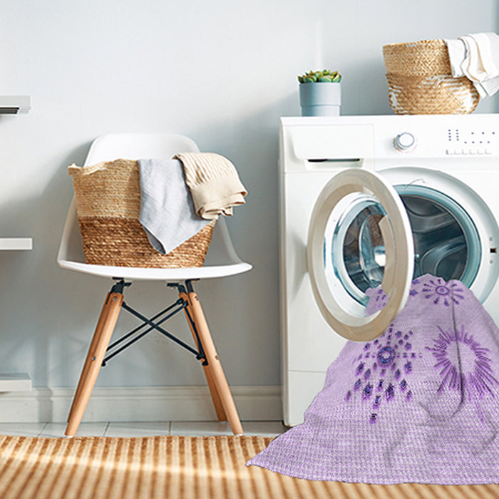 Machine Washable Transitional Bright Lilac Purple Rug in a Washing Machine, wshpat901pur