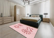 Round Machine Washable Transitional Pastel Red Pink Rug in a Office, wshpat901rd