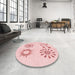 Round Patterned Pastel Red Pink Rug in a Office, pat901rd