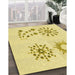 Machine Washable Transitional Yellow Rug in a Family Room, wshpat901yw