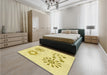 Patterned Yellow Rug in a Bedroom, pat901yw