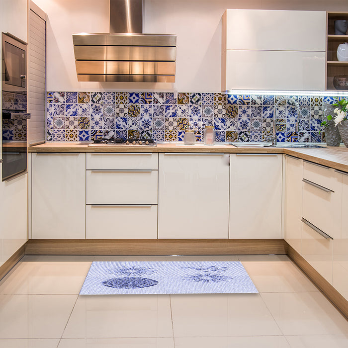 Patterned Lavender Blue Rug in a Kitchen, pat902blu