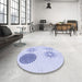Round Patterned Lavender Blue Rug in a Office, pat902blu