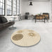 Round Patterned Brown Sand Brown Rug in a Office, pat902brn