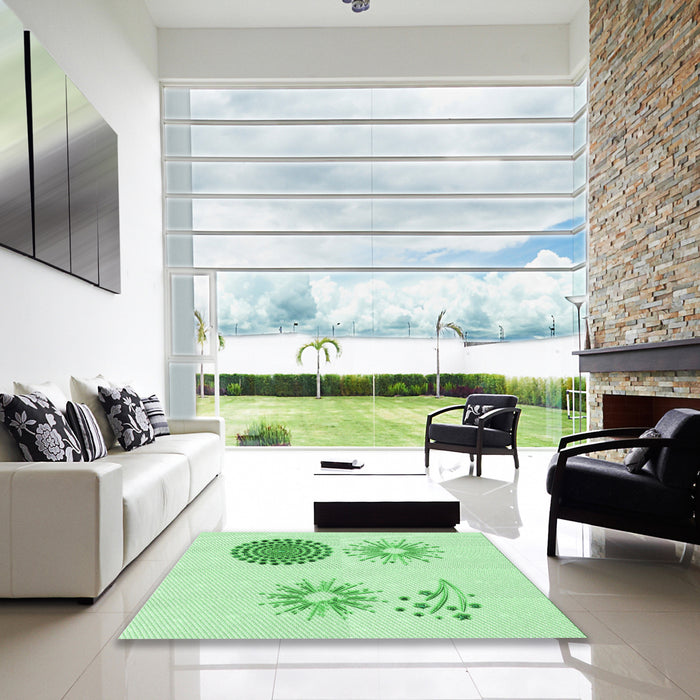 Square Patterned Light Green Rug in a Living Room, pat902grn
