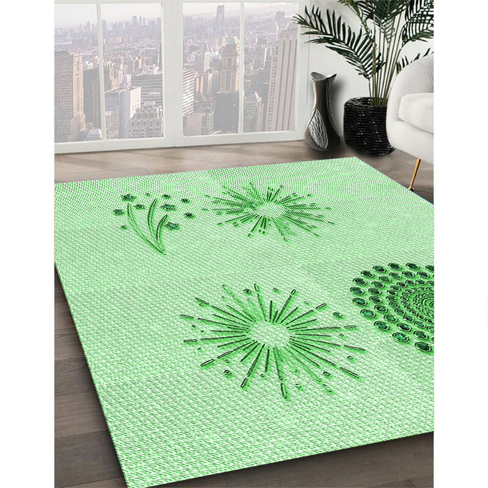 Patterned Light Green Rug in Family Room, pat902grn