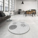 Round Patterned Platinum Gray Rug in a Office, pat902gry