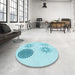 Round Patterned Electric Blue Rug in a Office, pat902lblu