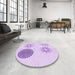 Round Patterned Purple Rug in a Office, pat902pur