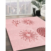 Patterned Pastel Red Pink Rug, pat902rd