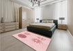 Machine Washable Transitional Pastel Red Pink Rug in a Bedroom, wshpat902rd