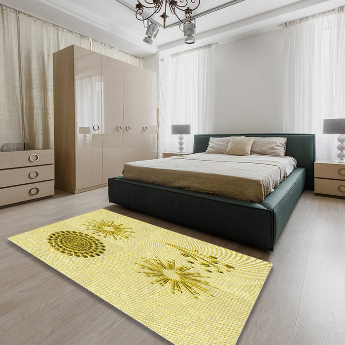 Patterned Sun Yellow Rug in a Bedroom, pat902yw