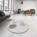 Round Machine Washable Transitional White Smoke Rug in a Office, wshpat902