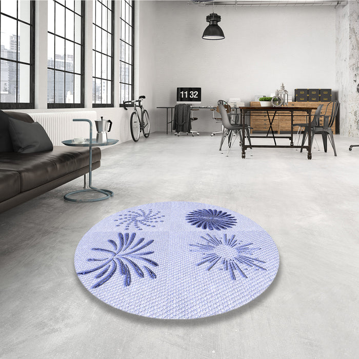 Round Patterned Lavender Blue Rug in a Office, pat903blu