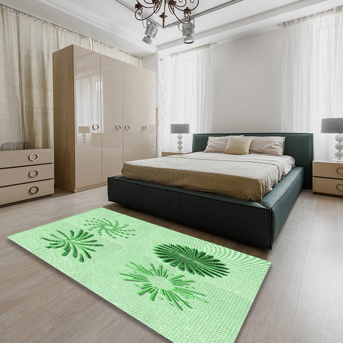Patterned Light Green Rug in a Bedroom, pat903grn