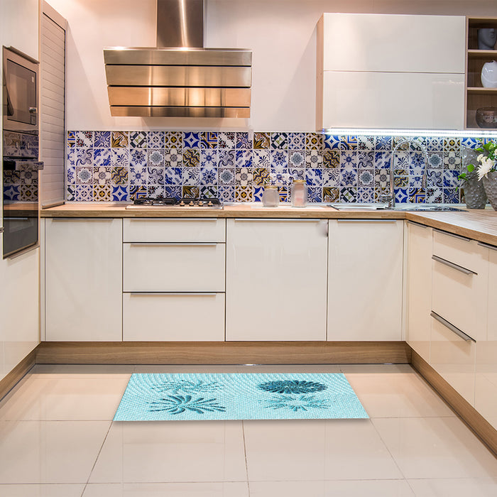 Patterned Electric Blue Rug in a Kitchen, pat903lblu