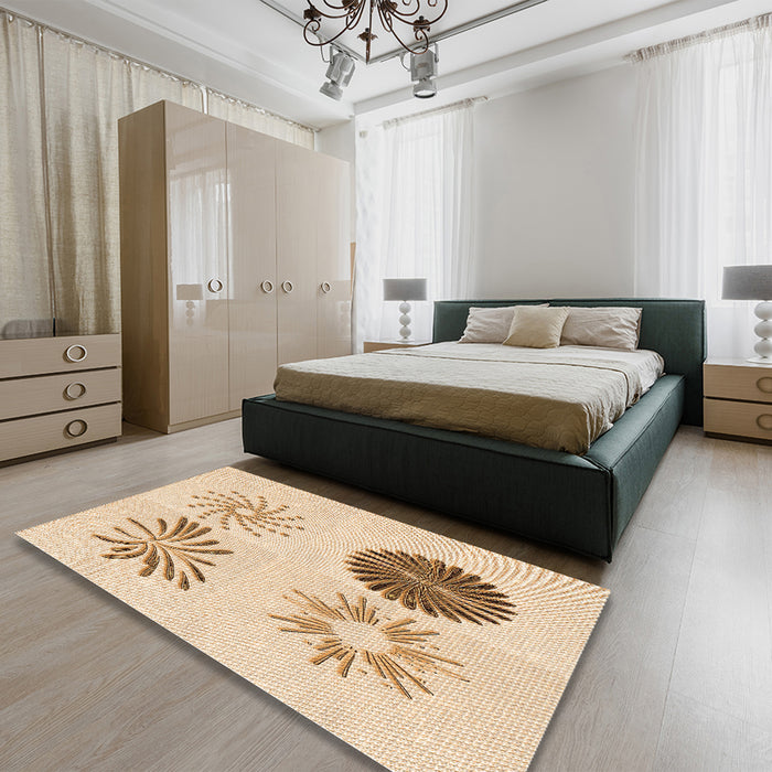 Patterned Bronze Brown Rug in a Bedroom, pat903org