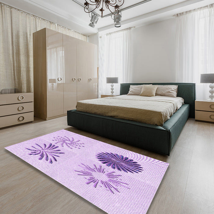 Patterned Purple Rug in a Bedroom, pat903pur