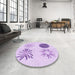 Round Patterned Purple Rug in a Office, pat903pur