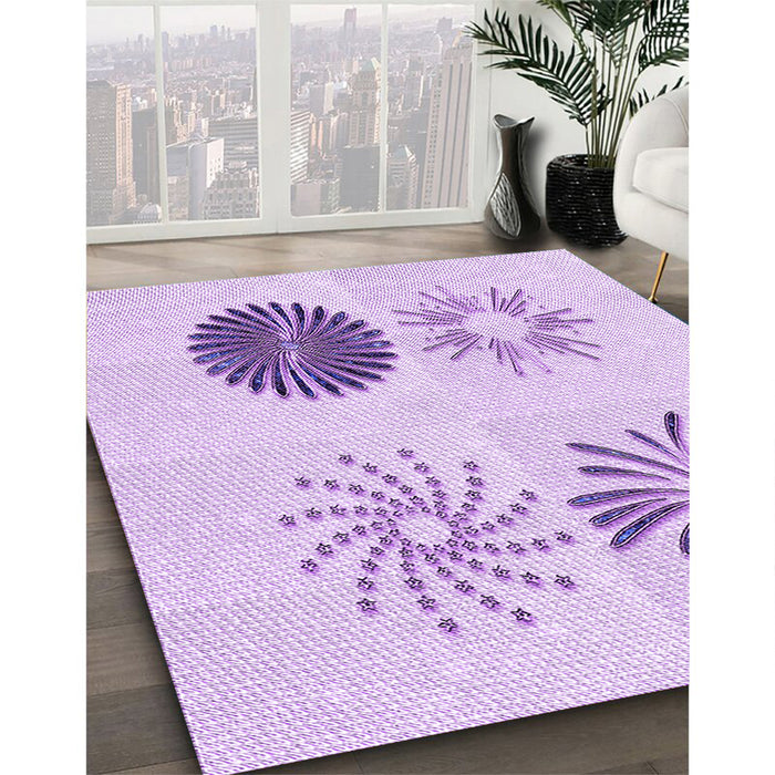 Patterned Purple Rug in Family Room, pat903pur