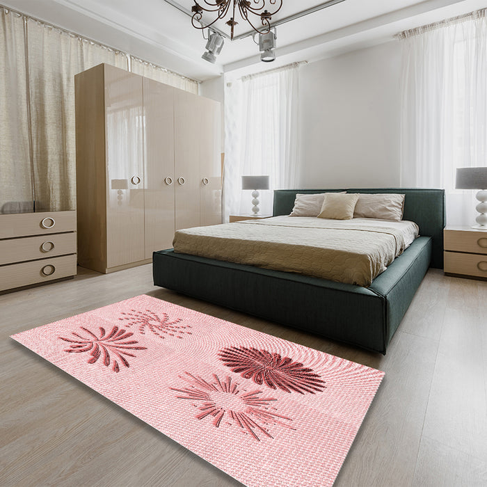 Patterned Light Rose Pink Rug in a Bedroom, pat903rd